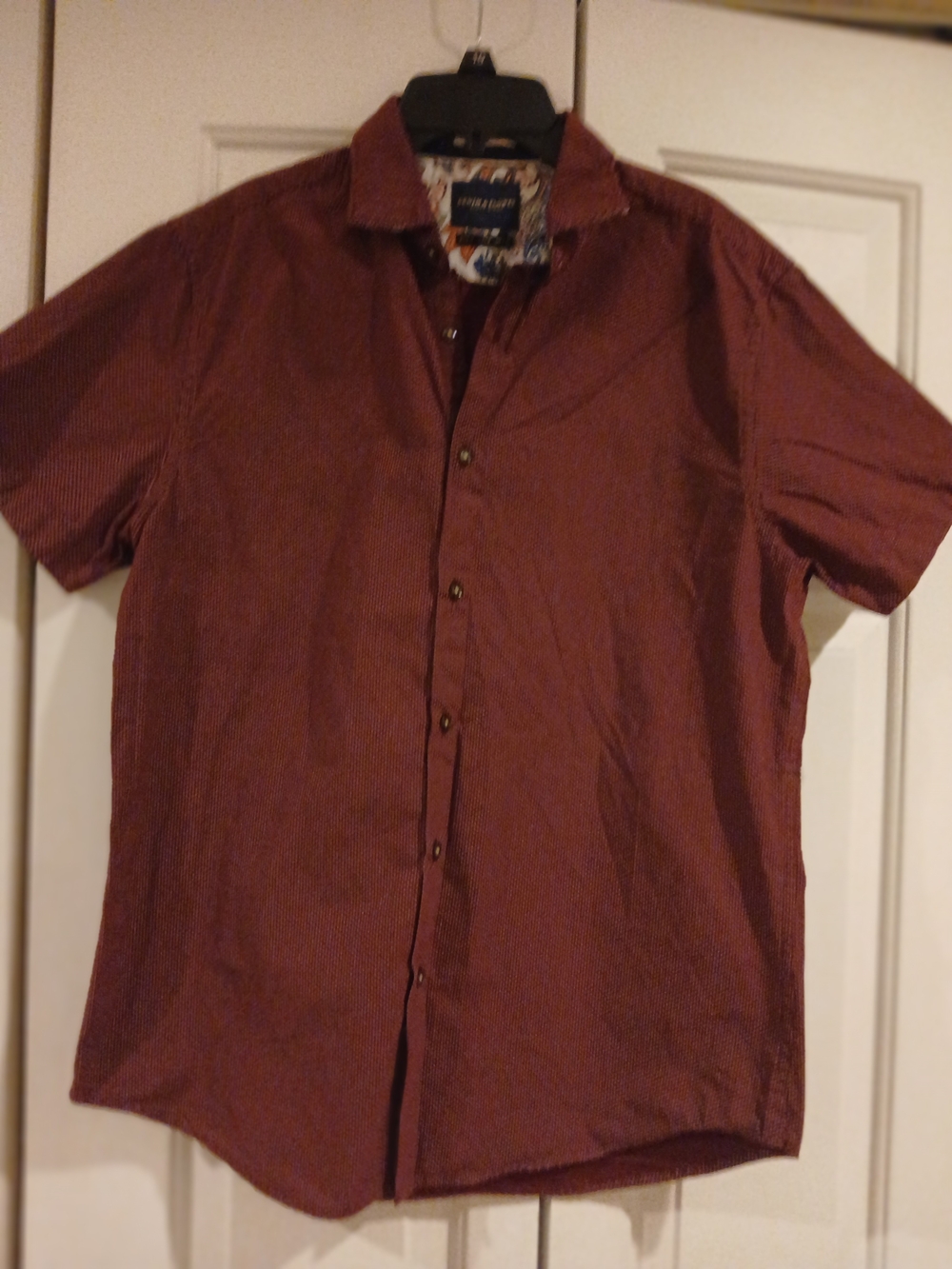 Denim & Flower Men's Short-Sleeve Button-Down Shirt - Maroon